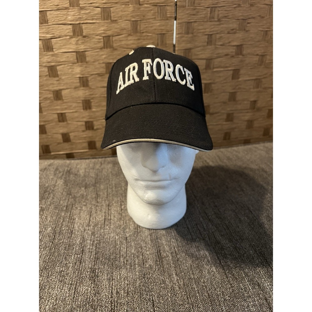 Air Force Black Hat Baseball Cap City Hunter Brand Hook & Loop Adjustable One Sz